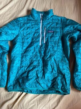 Patagonia Teal Quilted Jacket Panel with Logo